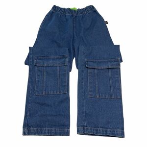 Unisex Liberal Youth Ministry Denim Cargo Jeans Elastic Wide Leg Baggy Size M